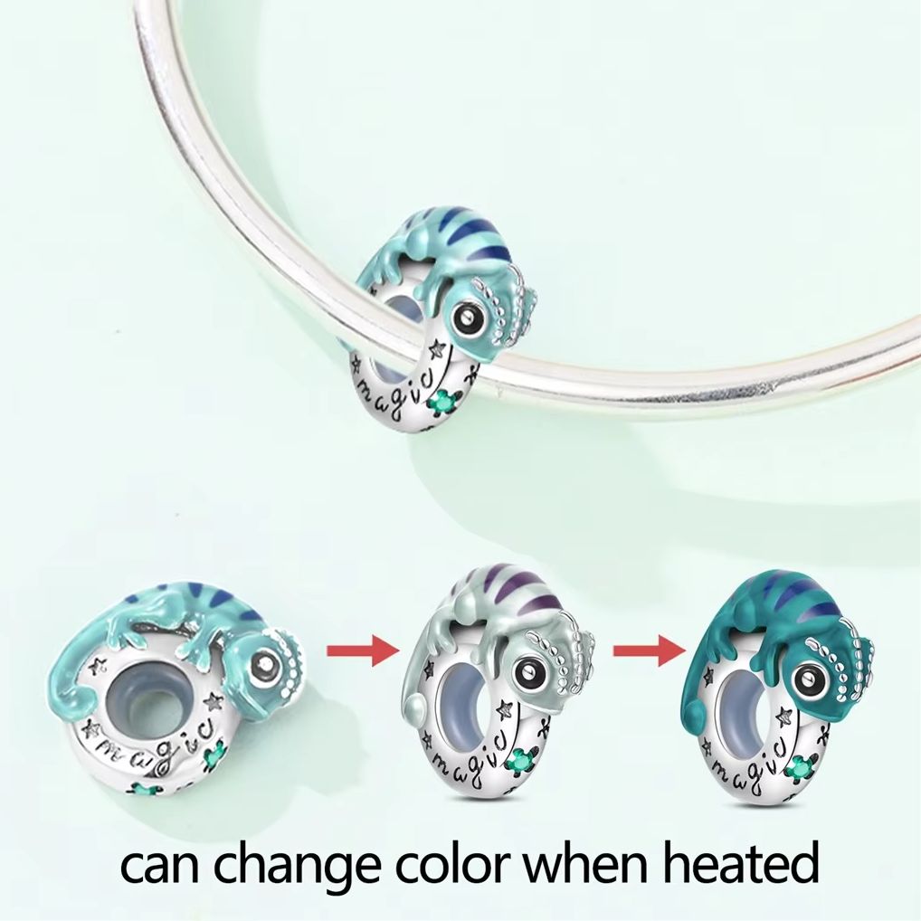Nick'S Jewelry & Watches Reviews - Chameleon Bead Necklace Green Animal Pendant