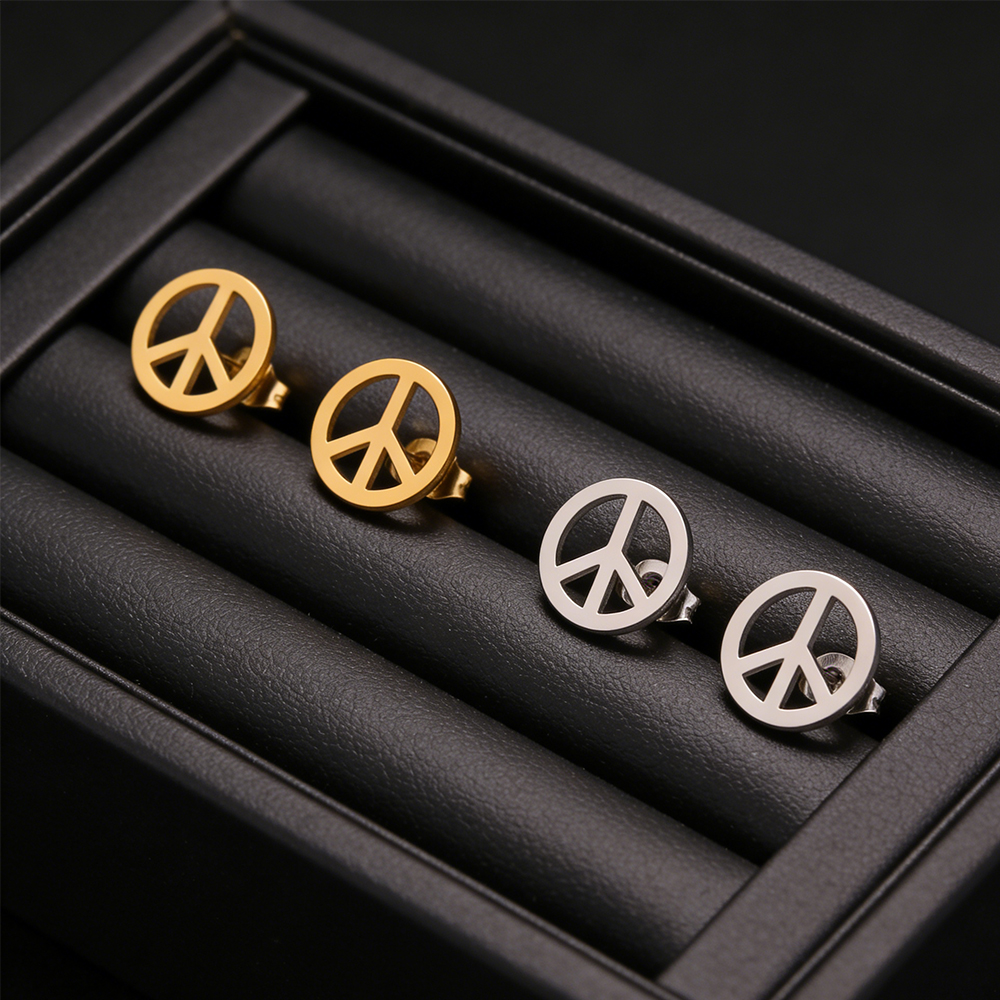 Pacific Jewelry & Watches Los Angeles - Skyrim Peace Sign Round Stud Earring
