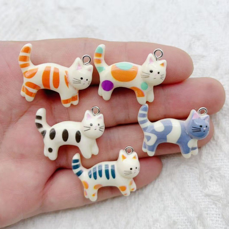 Jewelry & Watches Company - 10pcs resin cartoon cat animal jewelry