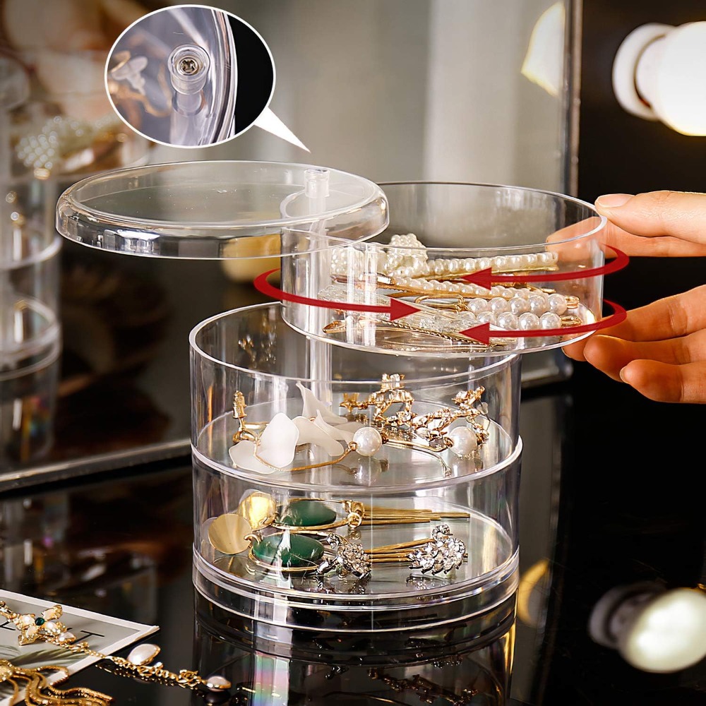 Jewelry & Watches Company - 360 Rotating Jewelry Organizer Clear Plastic