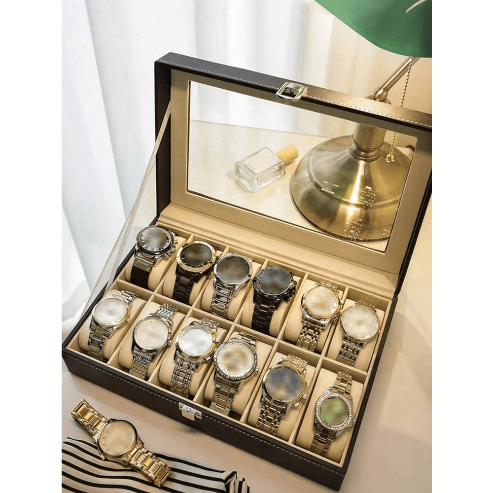 Watch Display Box - 1pc Big Capacity Leather Watch Box,