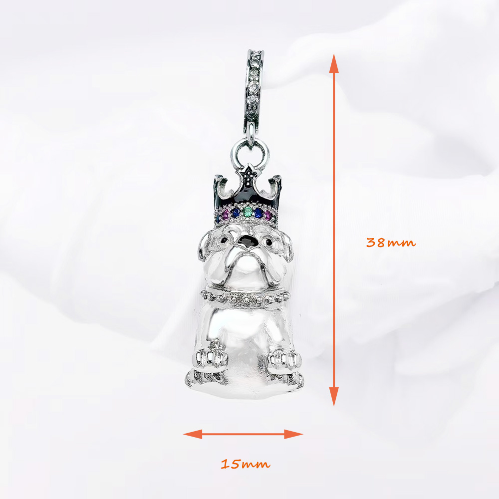 Fashion Bulldog With Crown Pen - Mens Dog Tag Necklace บทวิจารณ์และราคา