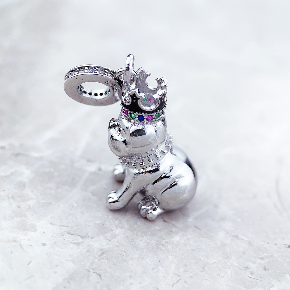 Fashion Bulldog With Crown Pen - Mens Dog Tag Necklace บทวิจารณ์และราคา