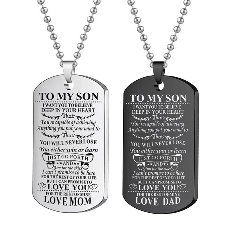 To My Son Inspirational Neckla - Mens Dog Tag Necklace บทวิจารณ์และราคา