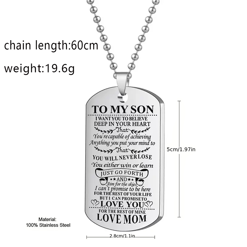 To My Son Inspirational Neckla - Mens Dog Tag Necklace บทวิจารณ์และราคา