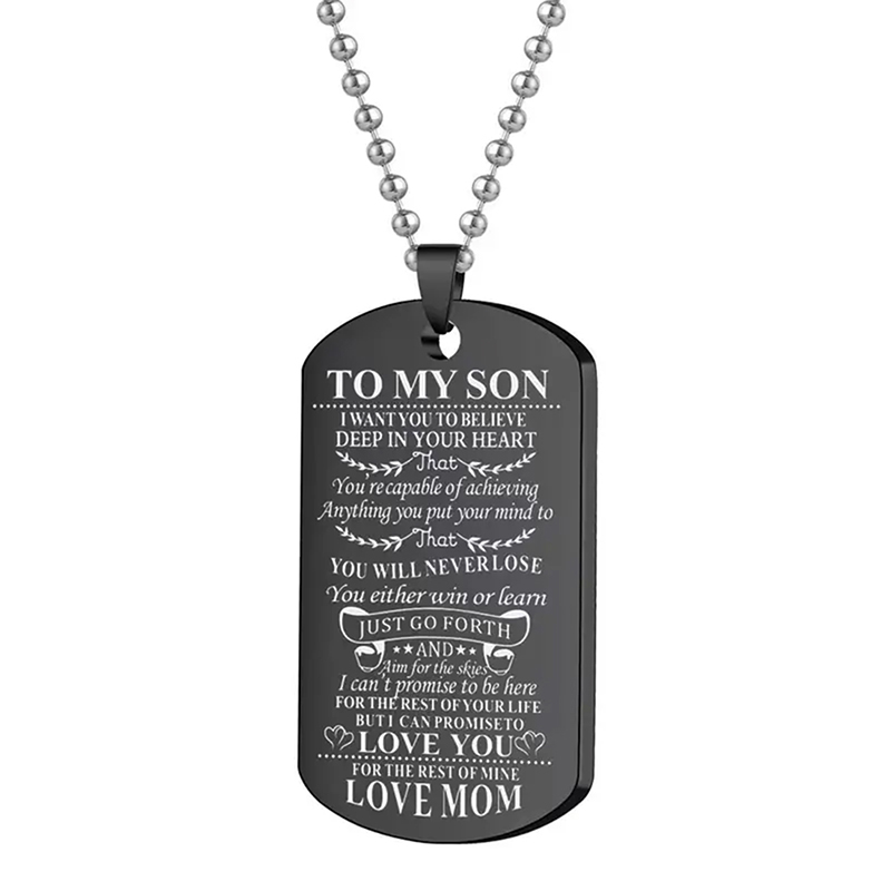 To My Son Inspirational Neckla - Mens Dog Tag Necklace บทวิจารณ์และราคา