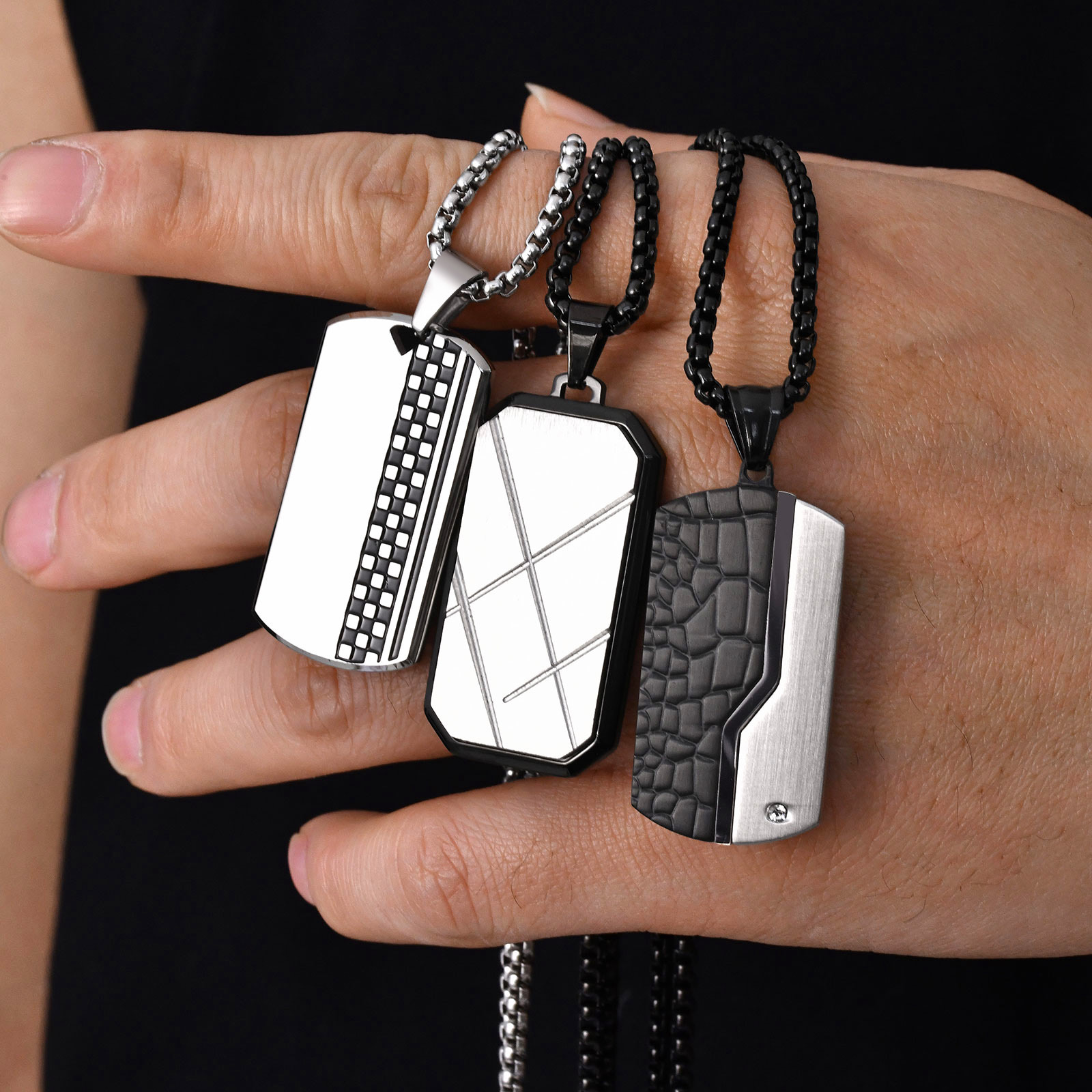 Stylish Mens Pendant Necklace, - Mens Dog Tag Necklace บทวิจารณ์และราคา