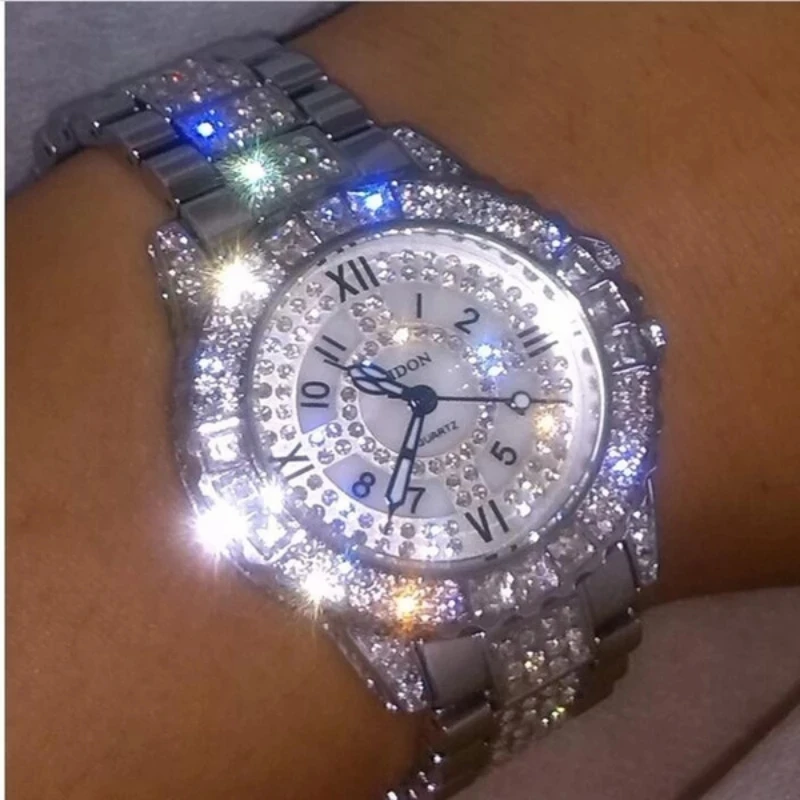 Luxury Shiny Fine Zircon Quart - Jewels In Quartz Watches บทวิจารณ์และราคา