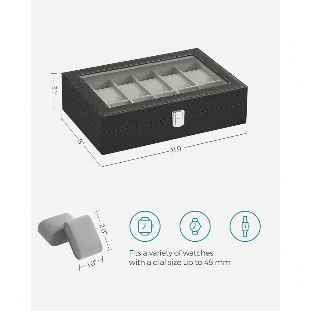 12 Slot Black Watch Box Organi - Watch Display Box บทวิจารณ์และราคา