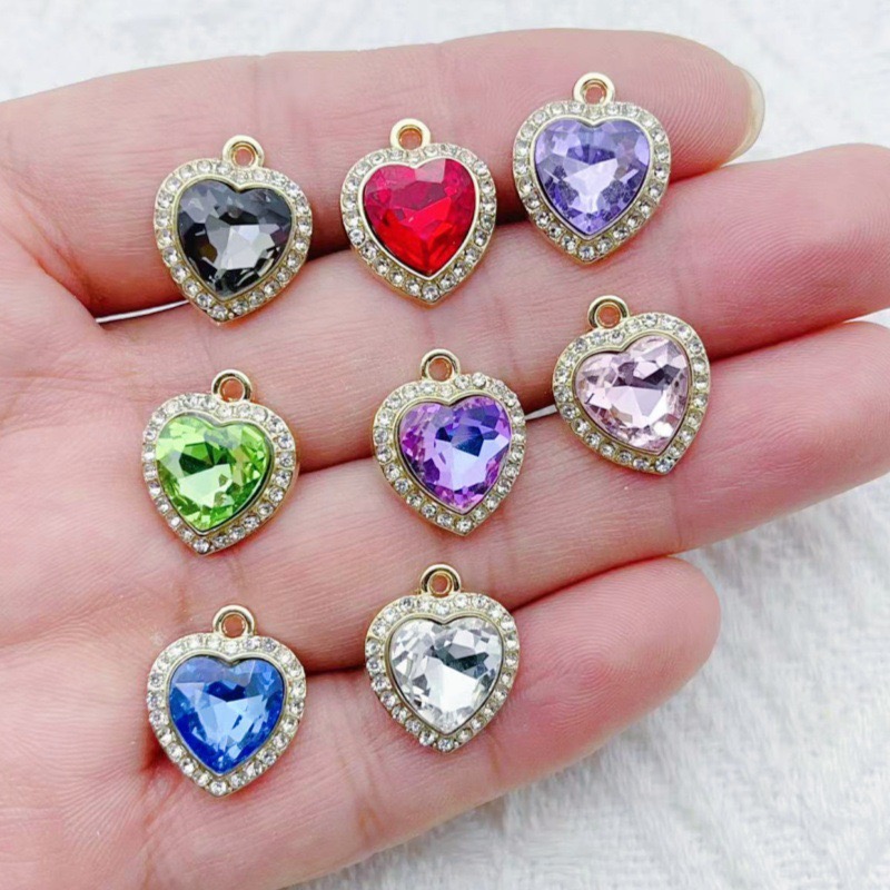 10pcs heart-shaped inlaid colo - Jewelry & Watches Company บทวิจารณ์และราคา