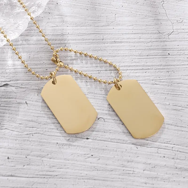 Simple Stainless Steel Double  - Mens Dog Tag Necklace บทวิจารณ์และราคา