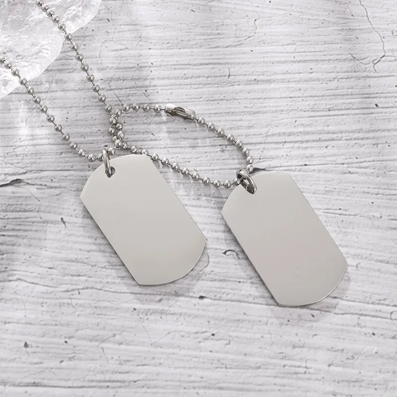 Simple Stainless Steel Double  - Mens Dog Tag Necklace บทวิจารณ์และราคา