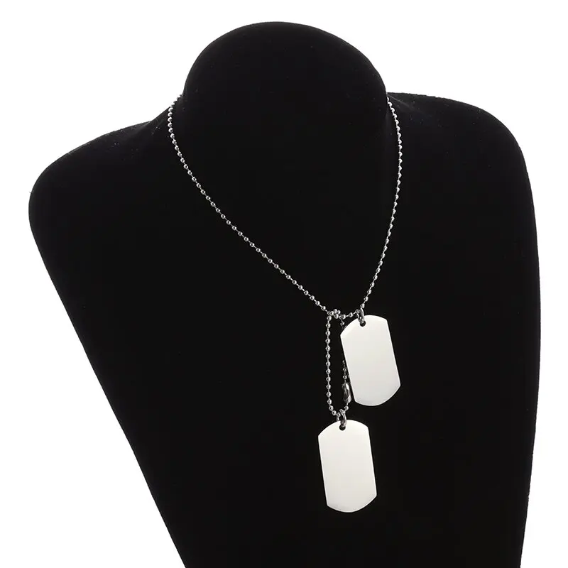 Simple Stainless Steel Double  - Mens Dog Tag Necklace บทวิจารณ์และราคา