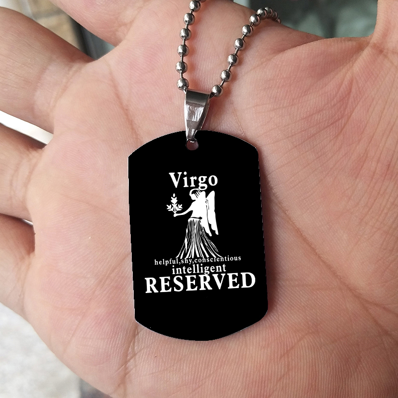 12 Zodiac Signs Necklace For M - Mens Dog Tag Necklace บทวิจารณ์และราคา