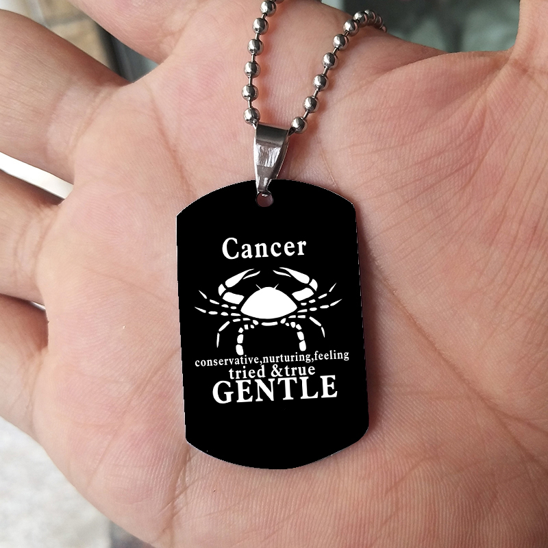 12 Zodiac Signs Necklace For M - Mens Dog Tag Necklace บทวิจารณ์และราคา