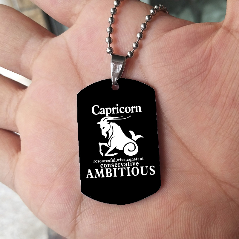 12 Zodiac Signs Necklace For M - Mens Dog Tag Necklace บทวิจารณ์และราคา