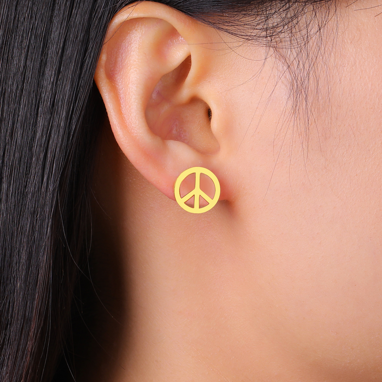 Skyrim Peace Sign Round Stud E - Pacific Jewelry & Watches Los Angeles บทวิจารณ์และราคา