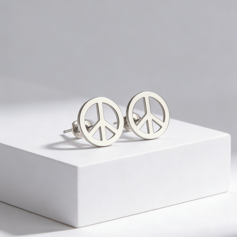 Skyrim Peace Sign Round Stud E - Pacific Jewelry & Watches Los Angeles บทวิจารณ์และราคา