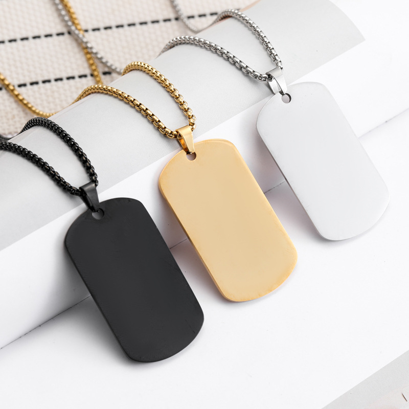 HNSP Plain Stainless Steel Sea - Mens Dog Tag Necklace บทวิจารณ์และราคา