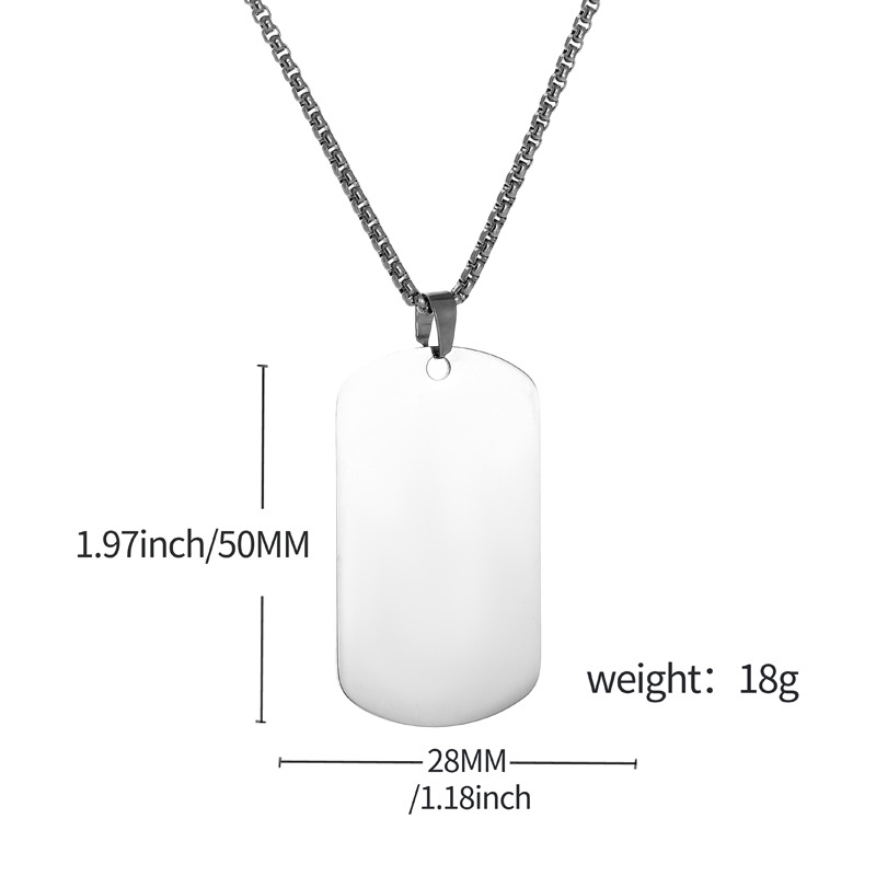 HNSP Plain Stainless Steel Sea - Mens Dog Tag Necklace บทวิจารณ์และราคา