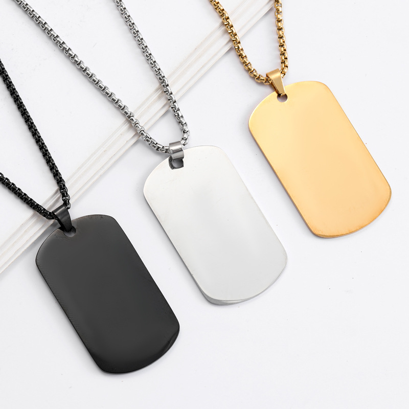HNSP Plain Stainless Steel Sea - Mens Dog Tag Necklace บทวิจารณ์และราคา