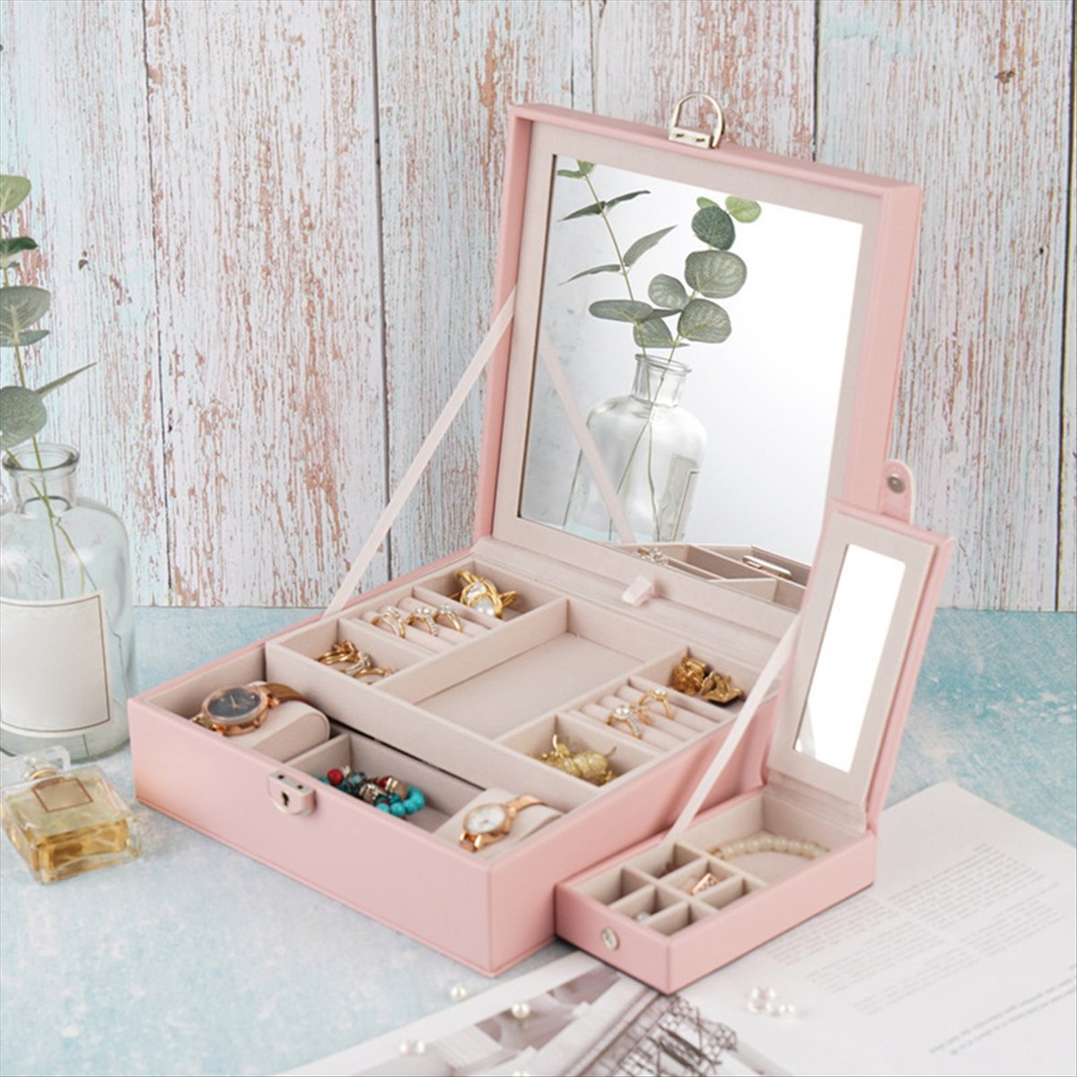 ABQR Girly Pink Jewelry Box Je - Jewelry & Watches Company บทวิจารณ์และราคา
