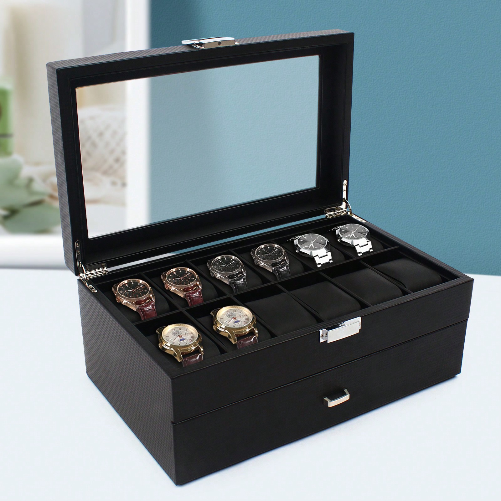 24 Slot Men Watch Display Case - Watch Display Box บทวิจารณ์และราคา