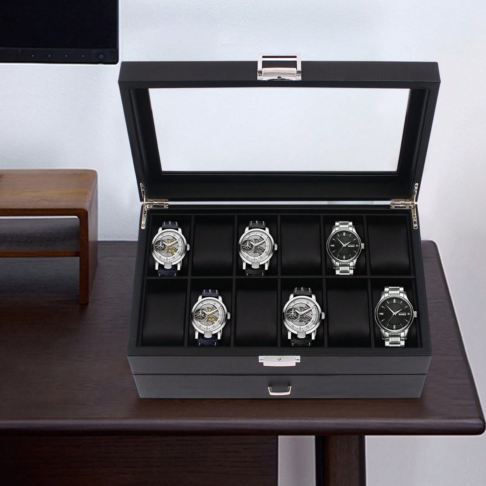 24 Slot Men Watch Display Case - Watch Display Box บทวิจารณ์และราคา