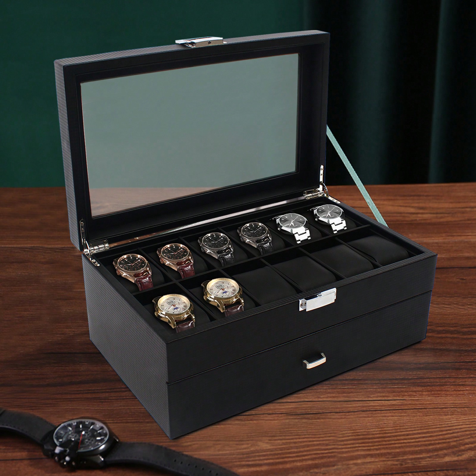 24 Slot Men Watch Display Case - Watch Display Box บทวิจารณ์และราคา