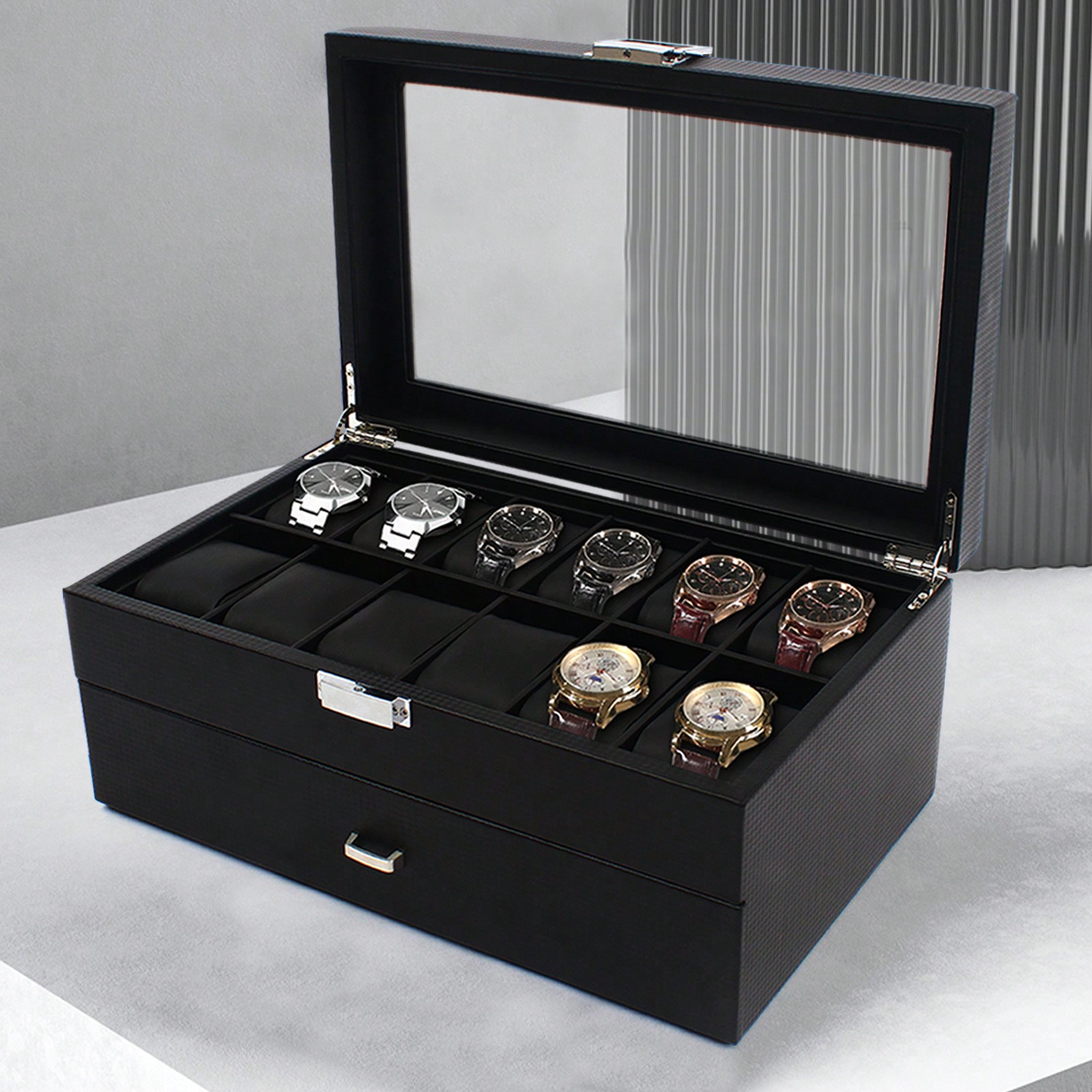 24 Slot Men Watch Display Case - Watch Display Box บทวิจารณ์และราคา