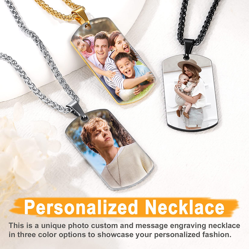 Picture Necklace Personalized  - Mens Dog Tag Necklace บทวิจารณ์และราคา