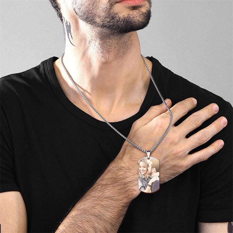 Picture Necklace Personalized  - Mens Dog Tag Necklace บทวิจารณ์และราคา
