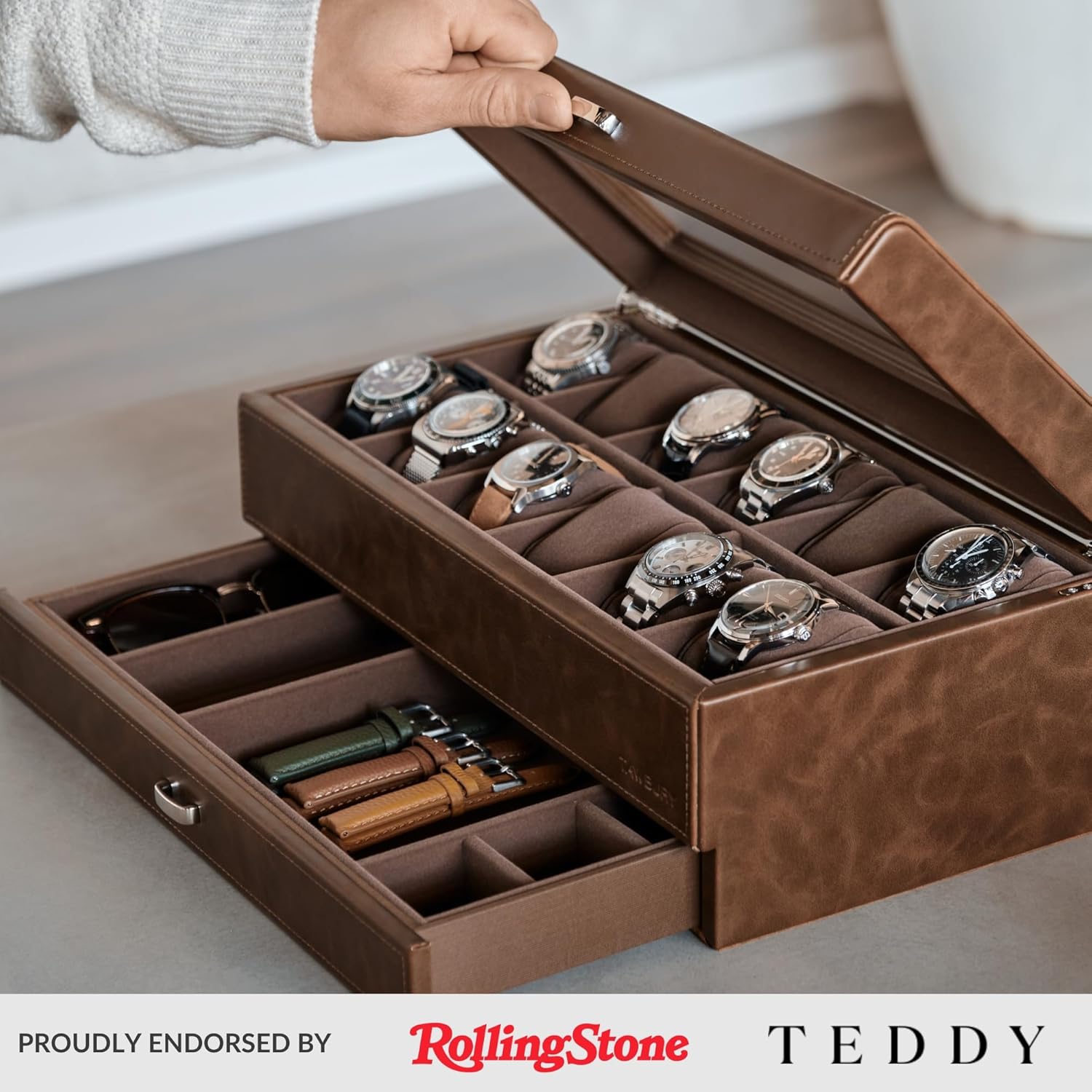 12-Slot Watch Box with Glass D - Watch Display Box บทวิจารณ์และราคา
