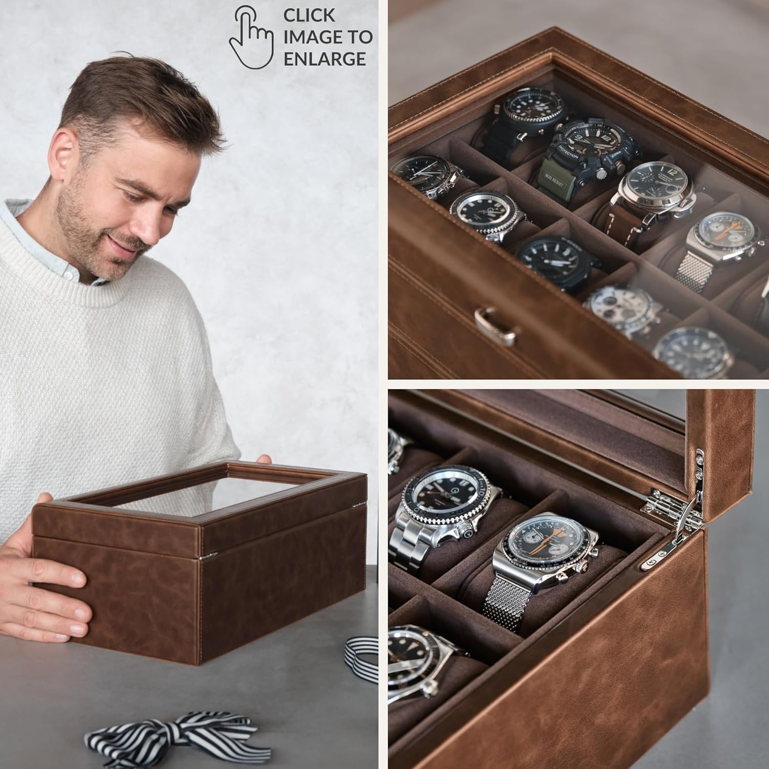 12-Slot Watch Box with Glass D - Watch Display Box บทวิจารณ์และราคา