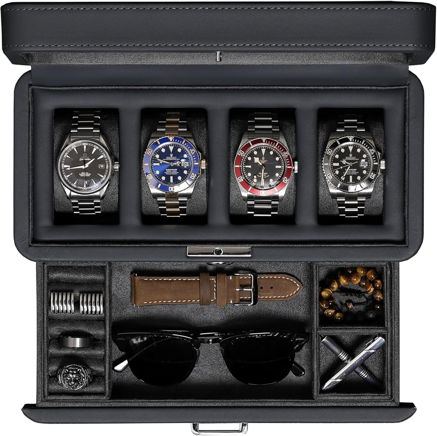 Luxury 4-Slot Watch Box with V - Watch Display Box บทวิจารณ์และราคา