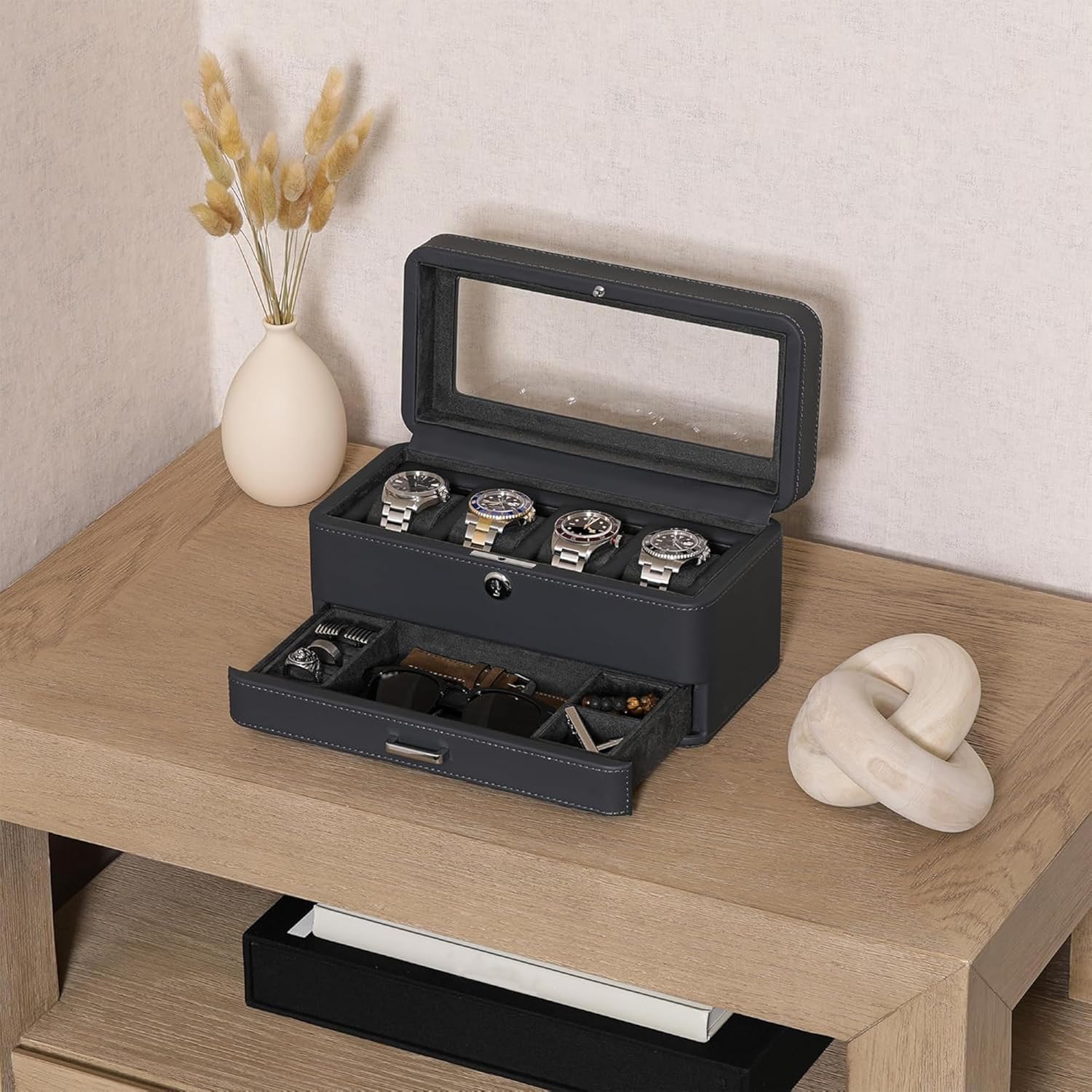 Luxury 4-Slot Watch Box with V - Watch Display Box บทวิจารณ์และราคา
