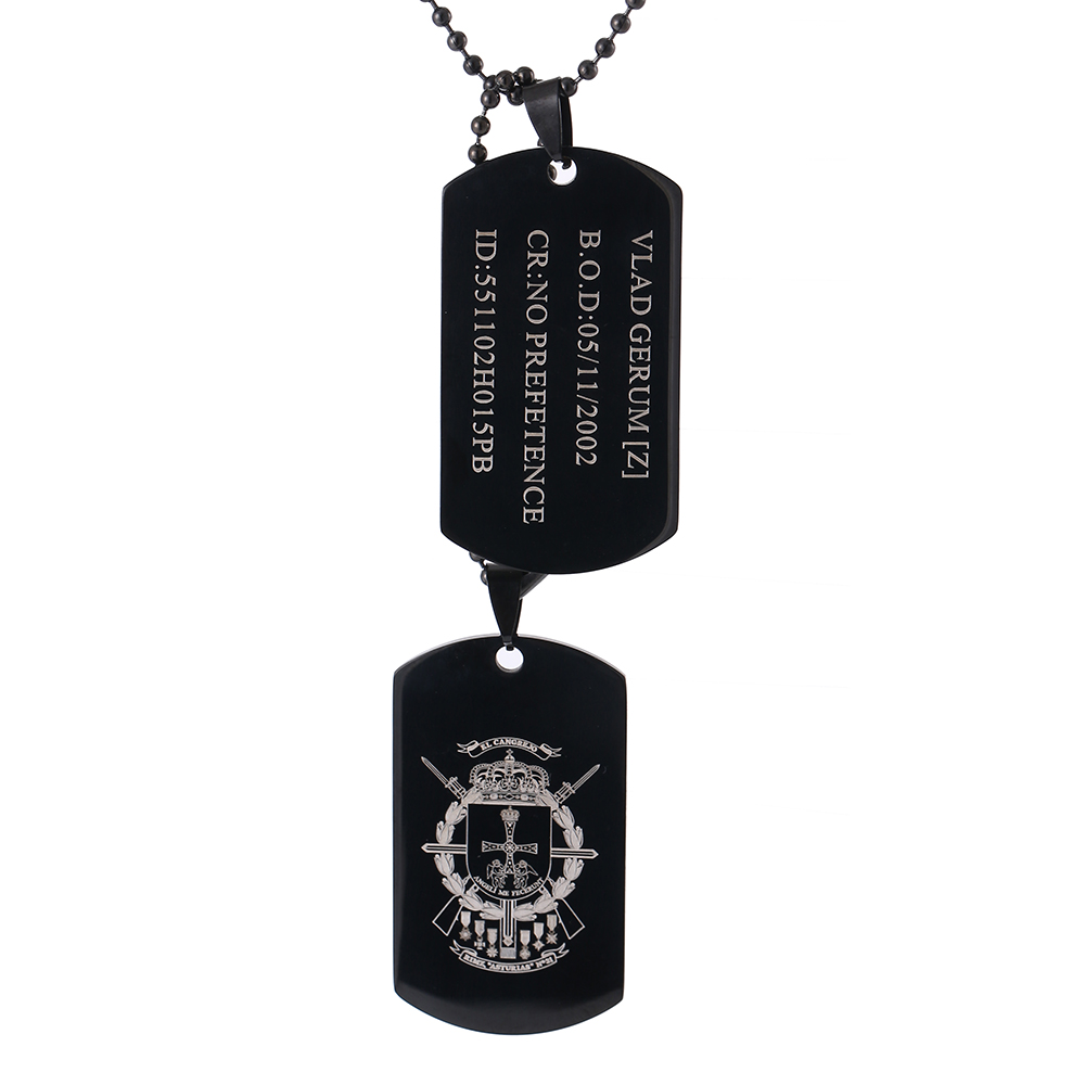Personalized Men Black ID Dog  - Mens Dog Tag Necklace บทวิจารณ์และราคา