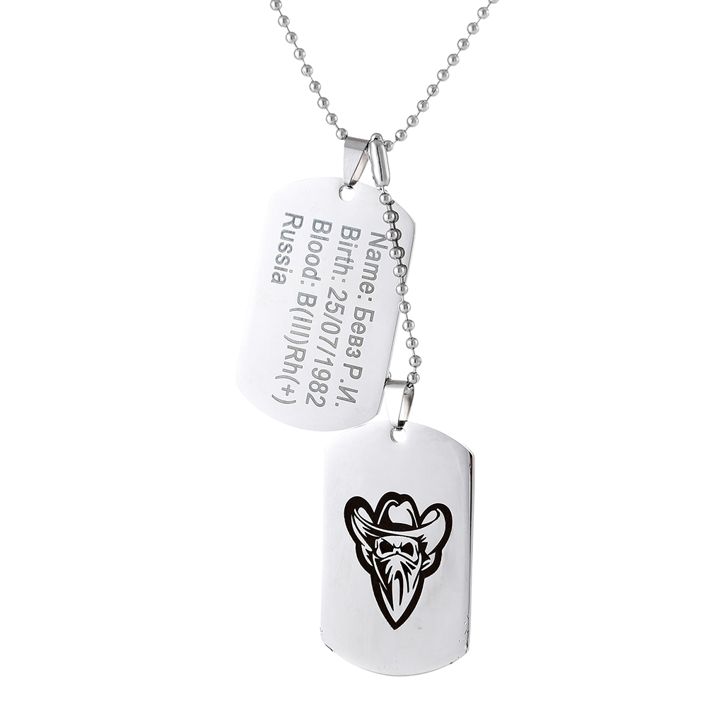 Personalized Men Black ID Dog  - Mens Dog Tag Necklace บทวิจารณ์และราคา