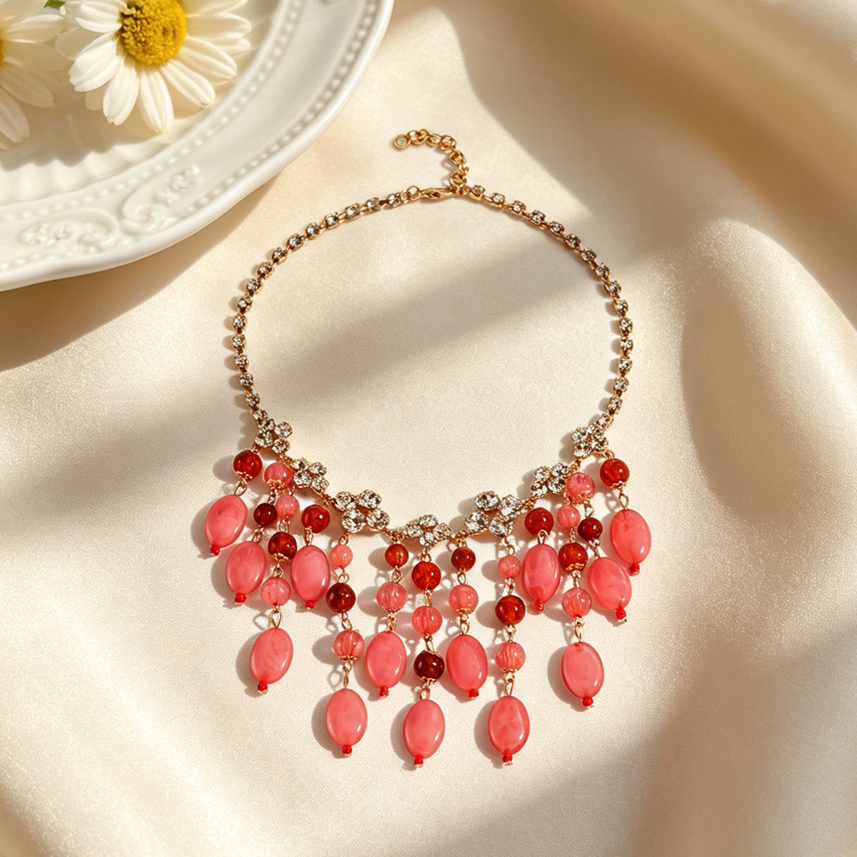 Trendy Pink Red Teardrop Beade - Jewelry & Watches Company บทวิจารณ์และราคา