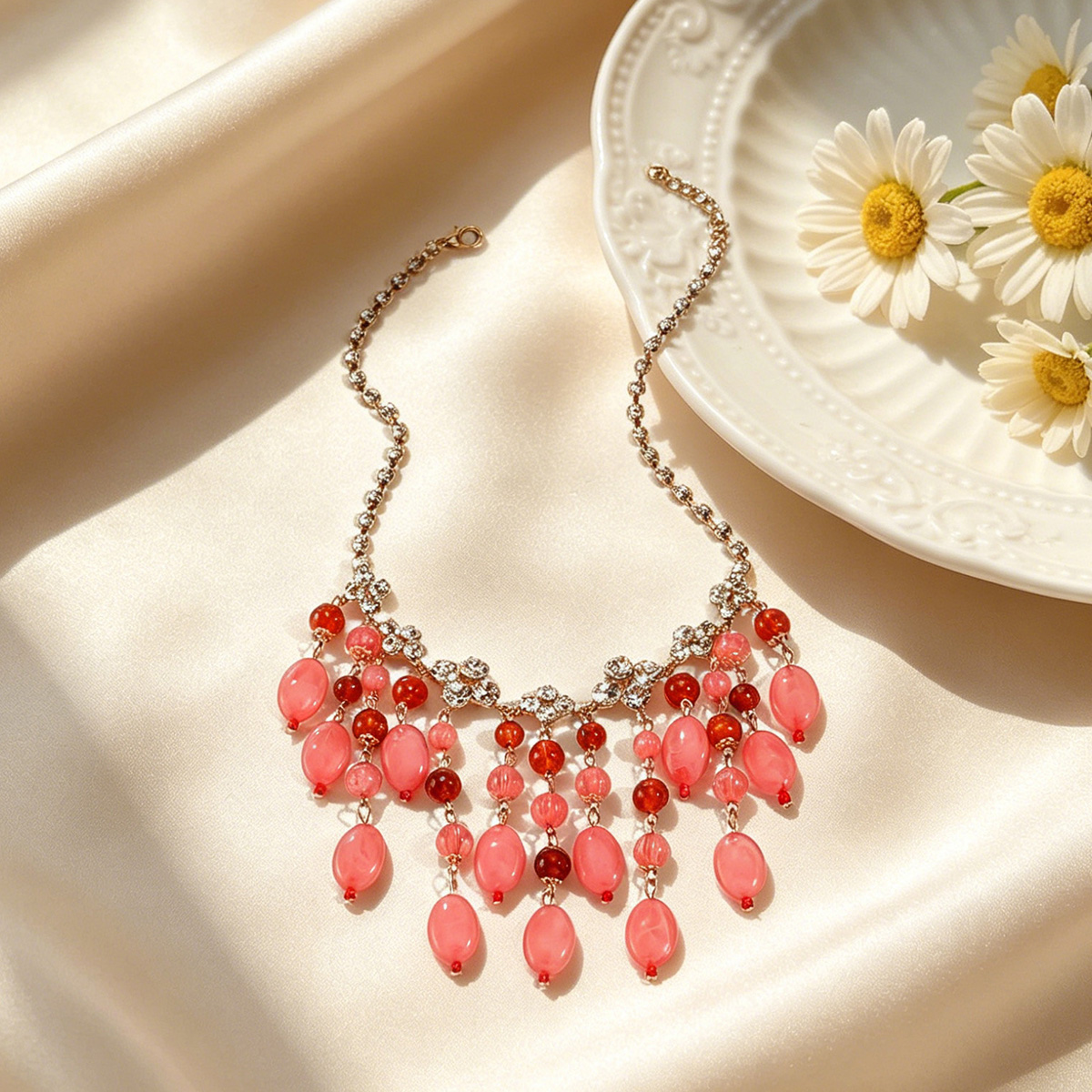 Trendy Pink Red Teardrop Beade - Jewelry & Watches Company บทวิจารณ์และราคา