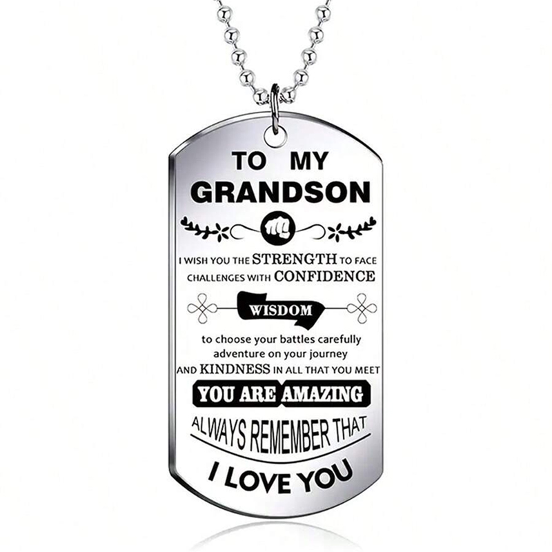 To My Grandson Inspirational N - Mens Dog Tag Necklace บทวิจารณ์และราคา