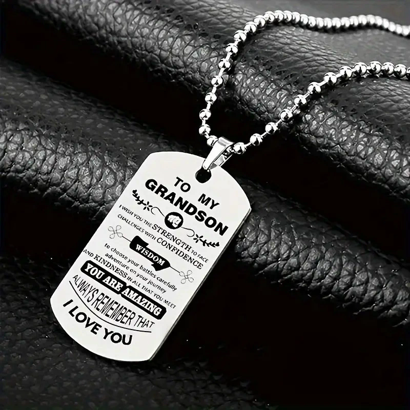 To My Grandson Inspirational N - Mens Dog Tag Necklace บทวิจารณ์และราคา