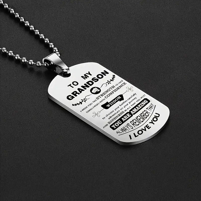 To My Grandson Inspirational N - Mens Dog Tag Necklace บทวิจารณ์และราคา