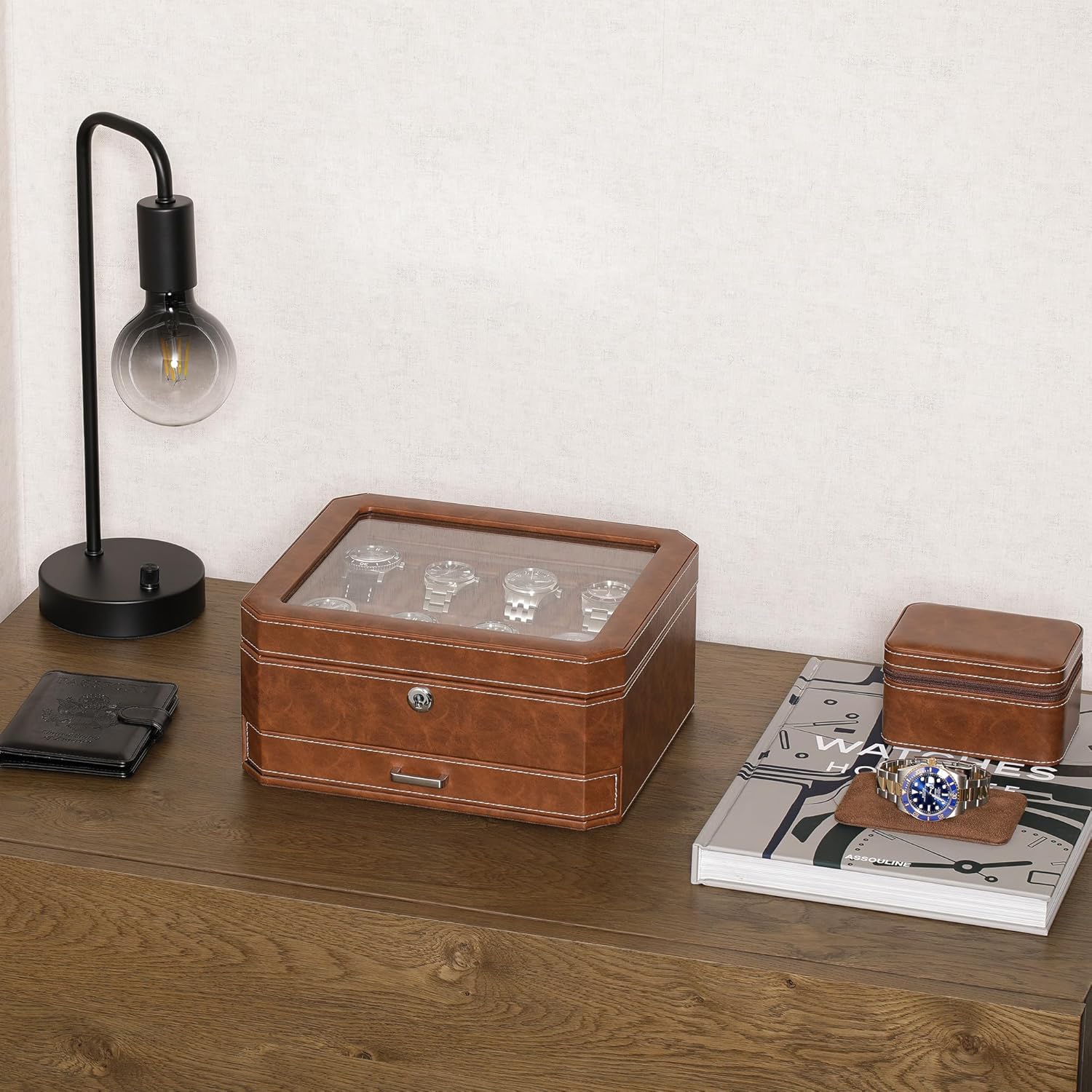 8 Slot Leather Watch Box with  - Watch Display Box บทวิจารณ์และราคา