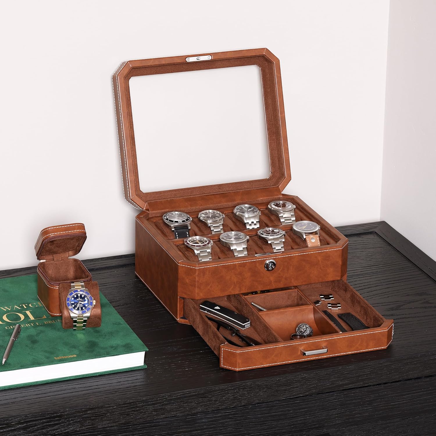 8 Slot Leather Watch Box with  - Watch Display Box บทวิจารณ์และราคา