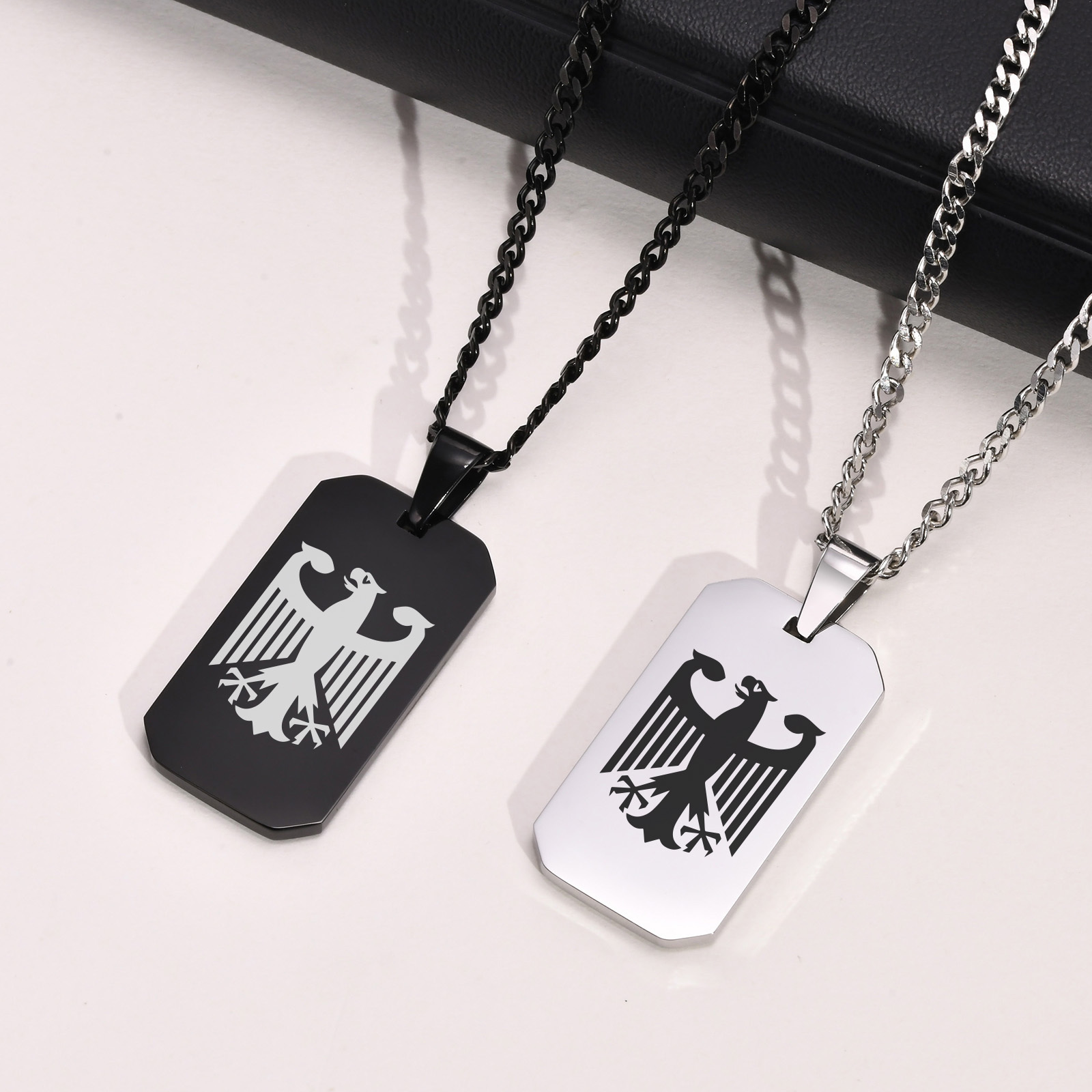 German Eagle Square Neckalces  - Mens Dog Tag Necklace บทวิจารณ์และราคา