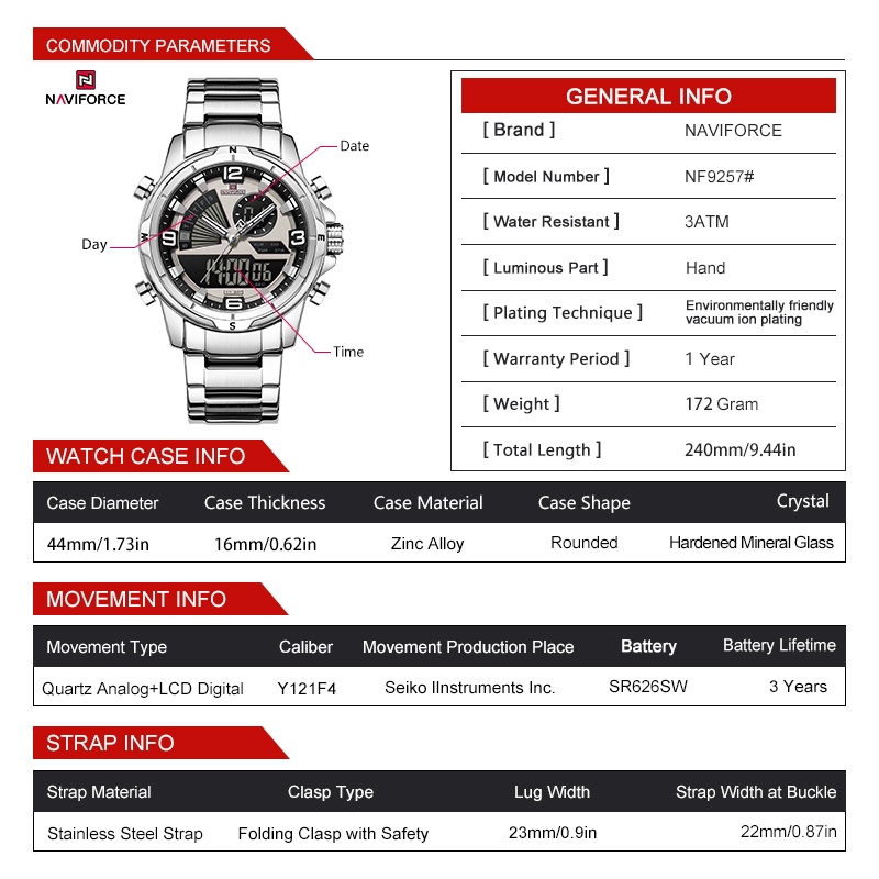NAVIFORCE Men Dual Display Wat - Watch Display Box บทวิจารณ์และราคา