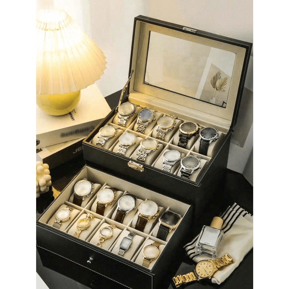 1pc Big Capacity Leather Watch - Watch Display Box บทวิจารณ์และราคา