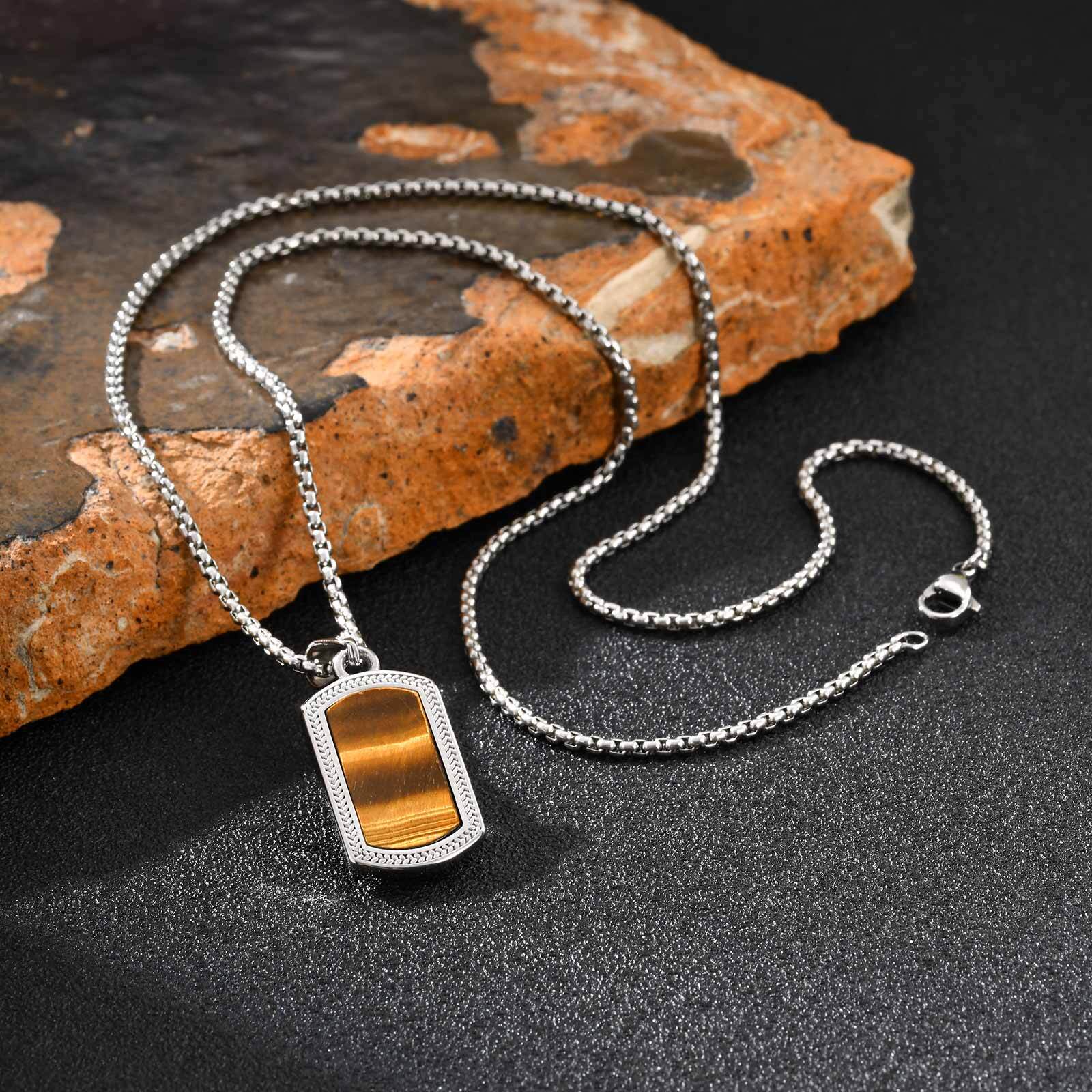 Vnox Stainless Steel Tiger Eye - Mens Dog Tag Necklace บทวิจารณ์และราคา